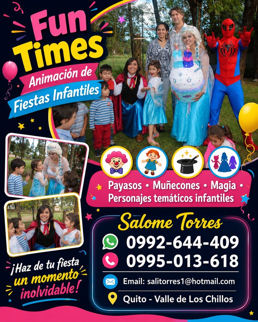 Fun Times Animación de fiestas infantiles Payasos, Muñecones, Magia, Personajes de Disney