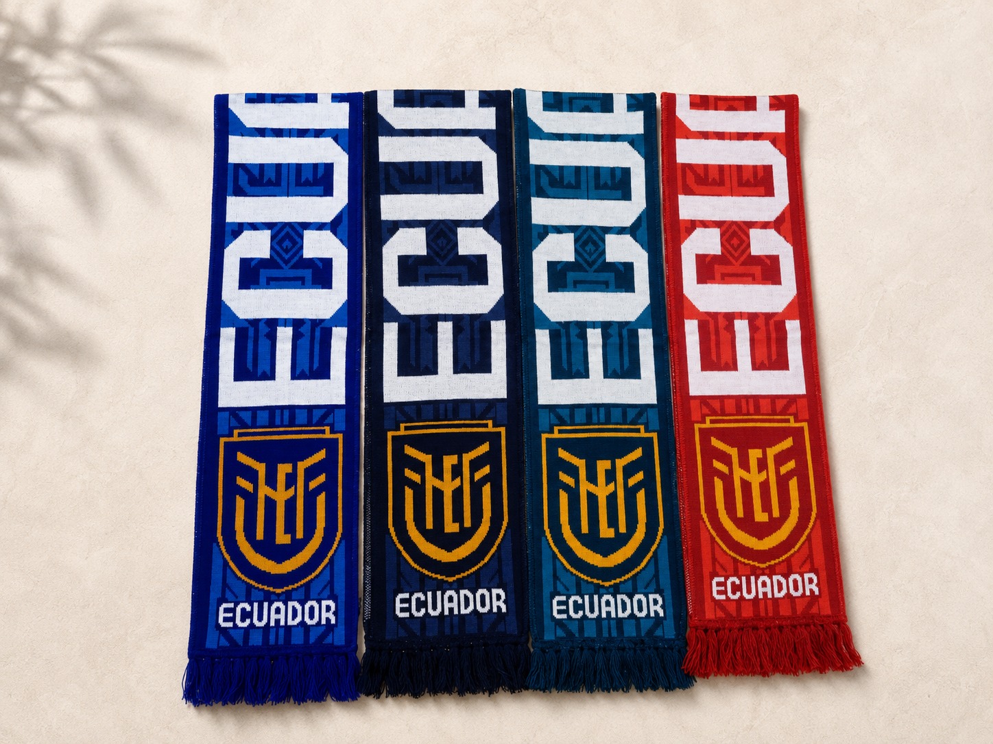 Bufanda de Ecuador en varios colores Azul, negro, turquesa y rojo