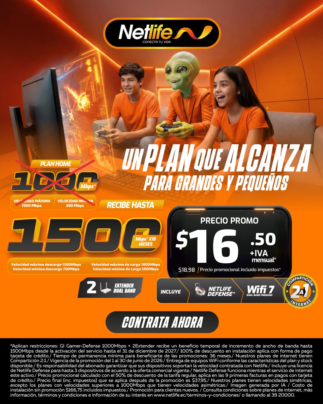 Internet Hogar 1500 Mbps – Promoción Netlife